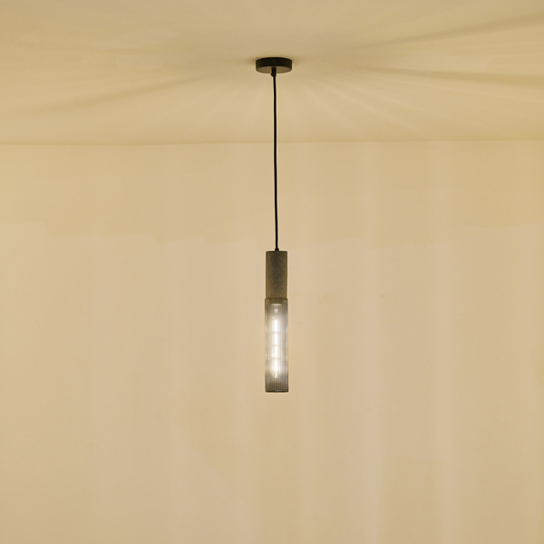 LÁMPARA COLGANTE DE HORMIGÓN Y HIERRO 1xΕ27 MÁX. 15 W 655 x 655 x 380 mm NEGRO ARTE ILLUMINA SCOURO