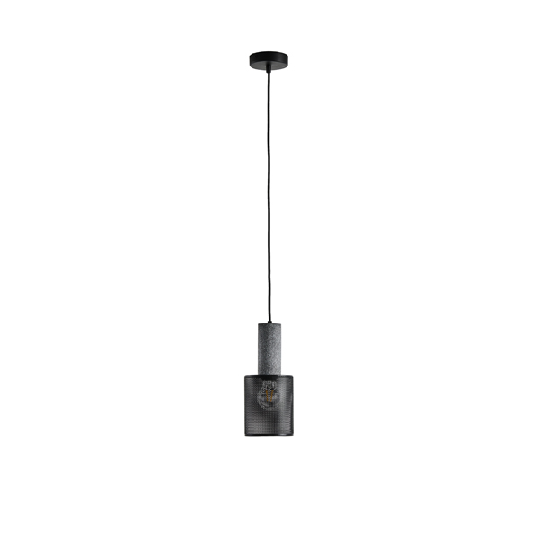 LÁMPARA COLGANTE DE HORMIGÓN Y HIERRO 1xE27 MAX40W 120x120x260mm NEGRO ARTE ILLUMINA SCOURO