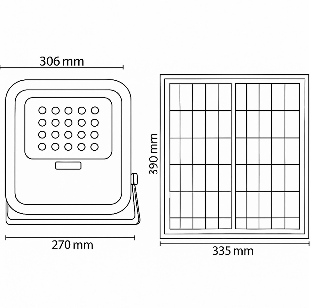 PROYECTOR LED SMD SOLAR 200W IP65 4000K NEGRO PLUS
