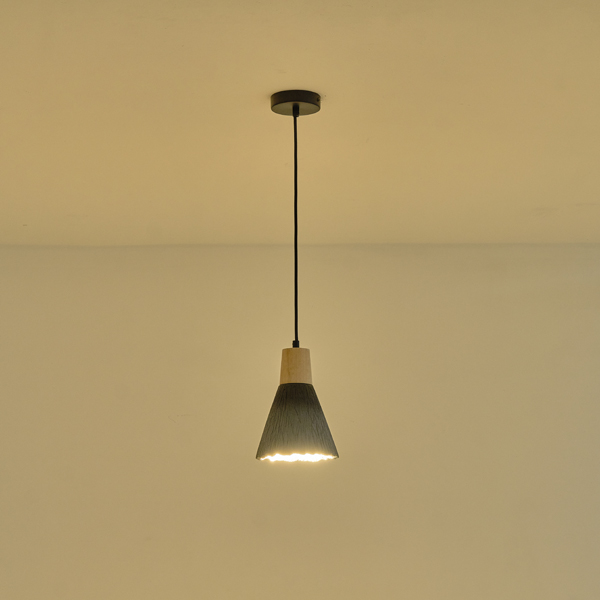 LÁMPARA COLGANTE CAUCHO MADERA Y HORMIGÓN 1xΕ27 MÁX.15W 160x160x220mm NEGRO ARTE ILLUMINA GESSO