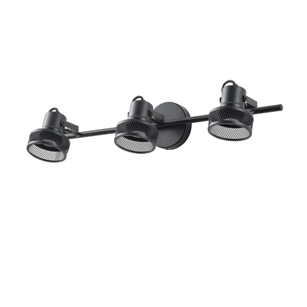 PLAFÓN TRIPLE CON MALLA E27 MÁX. 15W 640x100x300mm NEGRO ARTE ILLUMINA