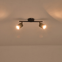 FOCO 2 LUCES METALIZADO 2xGU10 300x80x155mm NEGRO ARTE ILLUMINA OLYMP