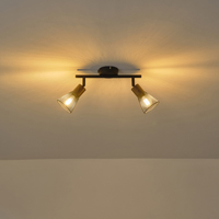 FOCO NEGRO CON ACABADO MADERA PANTALLA DE MALLA 2xE14 MÁX. 7W 255x80x145mm ARTE ILLUMINA MESHY