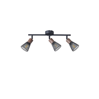 FOCO NEGRO CON ACABADO MADERA PANTALLA DE MALLA 3xE14 MÁX. 7W 390x80x145mm ARTE ILLUMINA MESHY