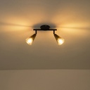 FOCO METALIZADO CON CRISTAL AHUMADO 2 LUCES 2xE14 MAX 7W 220x80x165mm ARTE ILLUMINA CLASSY