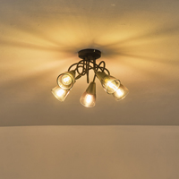 FOCO METÁLICO CON CRISTAL AHUMADO 5 LUCES 5xE14 MAX 7W D380xH185mm ARTE ILLUMINA CLASSY