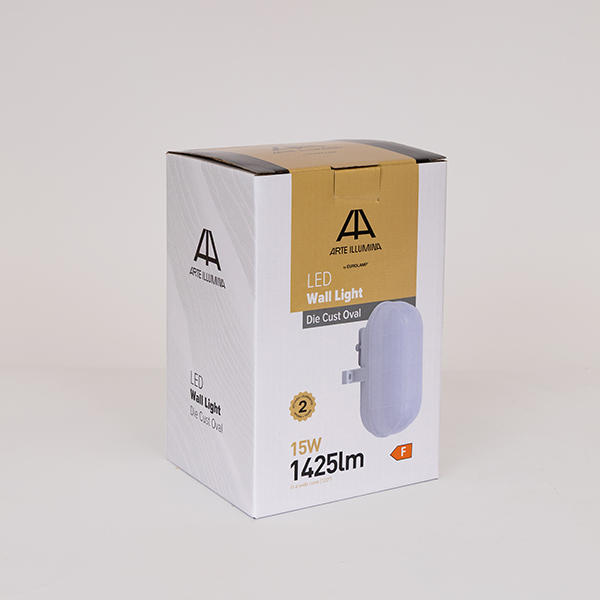 APLIQUE DE PARED DE FUNDICIÓN A PRESIÓN OVALADO 1 W, 222x 95x104mm, BLANCA, CON CUBIERTA DE PLÁSTICO, ARTE ILLUMINA