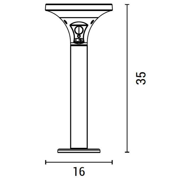 COLUMNA LED CON PANEL SOLAR Y SENSOR DE MOVIMIENTO 3,8W 500lm 160x160x350mm 3CCT IP44 TIPO C