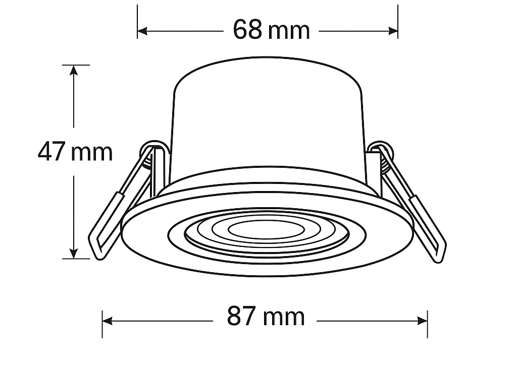 LUZ LED EMPOTRABLE FIJA 5,5W Ø90 TRIAC 3CCT IP65 BLANCA + TAPA NEGRA