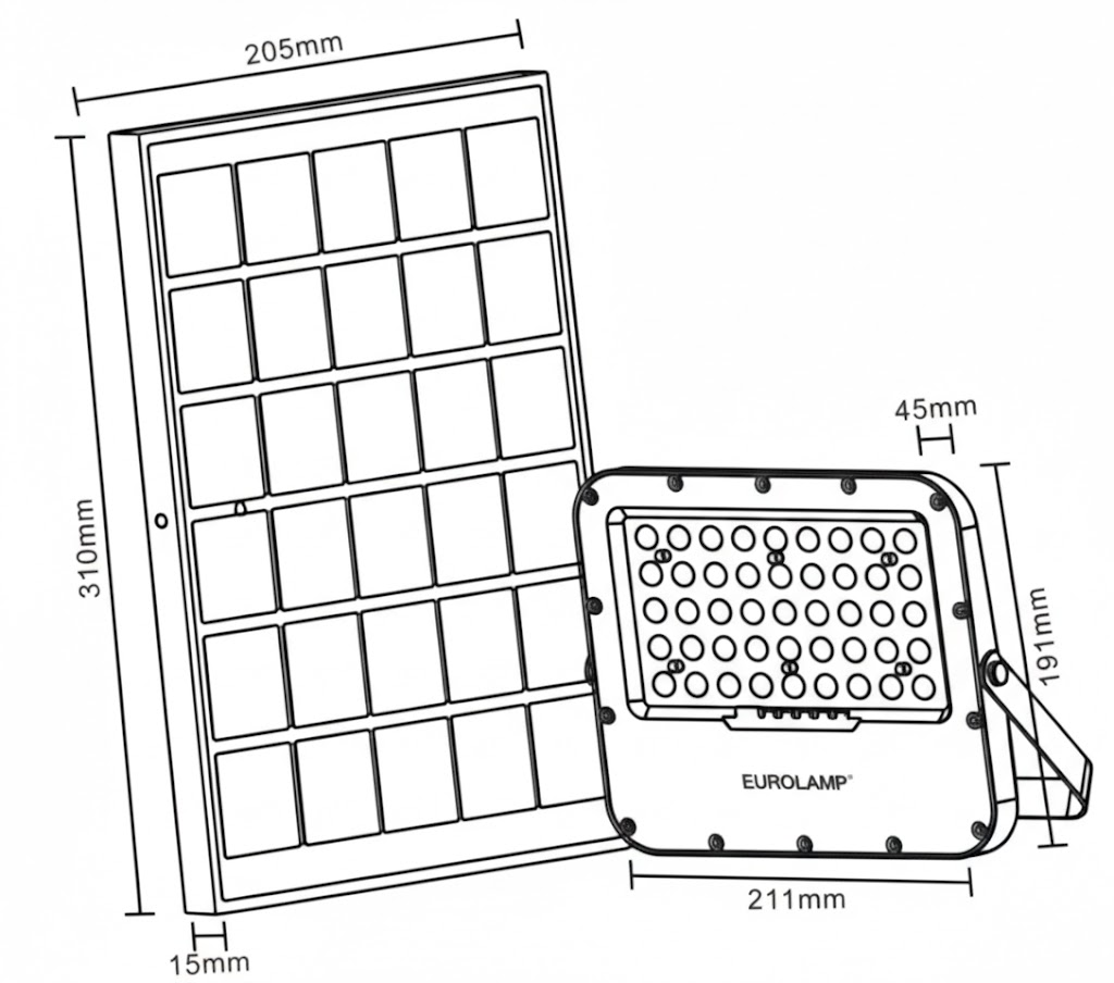 PROYECTOR LED SMD SOLAR 100W IP66 NEGRO 3CCT (3000-4000-6000K) PLUS