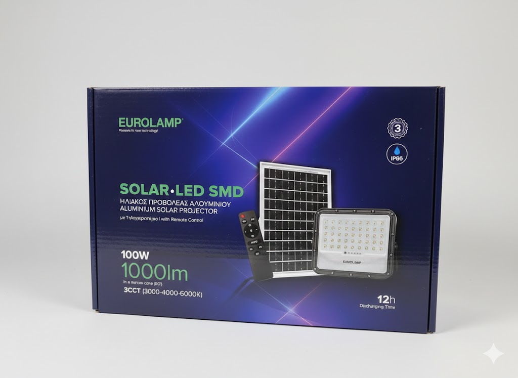 PROYECTOR LED SMD SOLAR 100W IP66 NEGRO 3CCT (3000-4000-6000K) PLUS