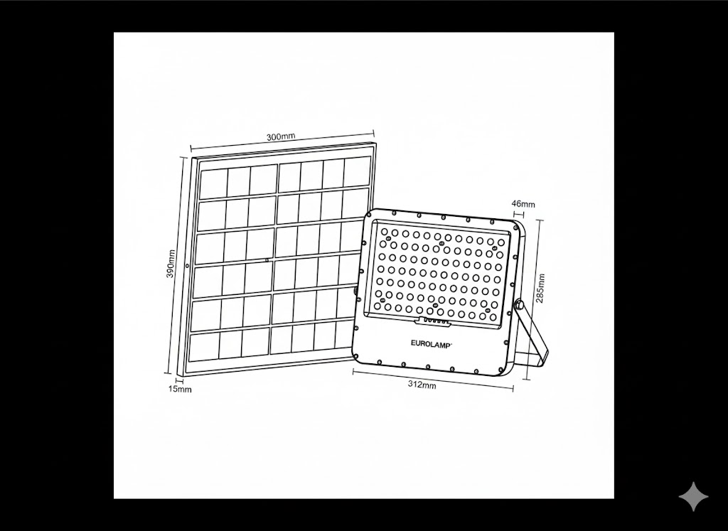 PROYECTOR LED SMD SOLAR 300W IP66 NEGRO 3CCT (3000-4000-6000K) PLUS