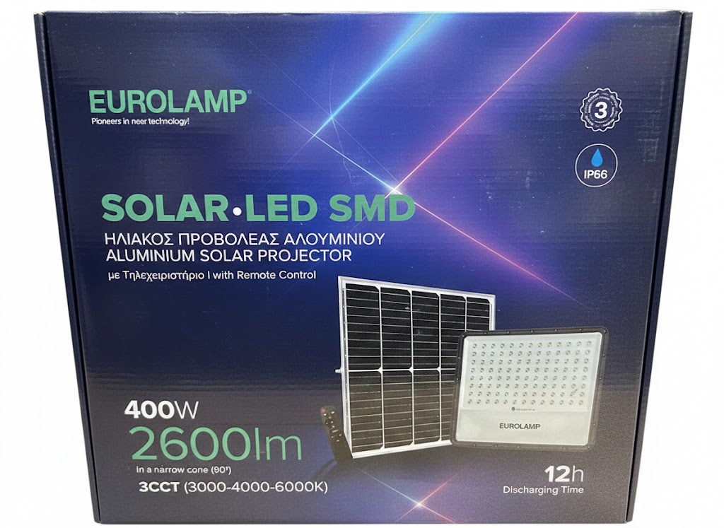 PROYECTOR LED SMD SOLAR 400W IP66 NEGRO 3CCT (3000-4000-6000K) PLUS