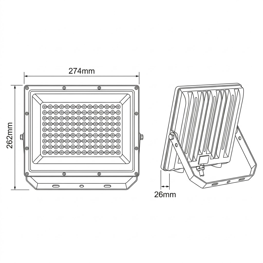 PROYECTOR LED SMD 3CCT 100W CABLE 60cm NEGRO IP66 PLUS