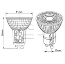 BOMBILLA LED GU10 5,5W 38° 175-250V REGULABLE CUERPO CRISTAL