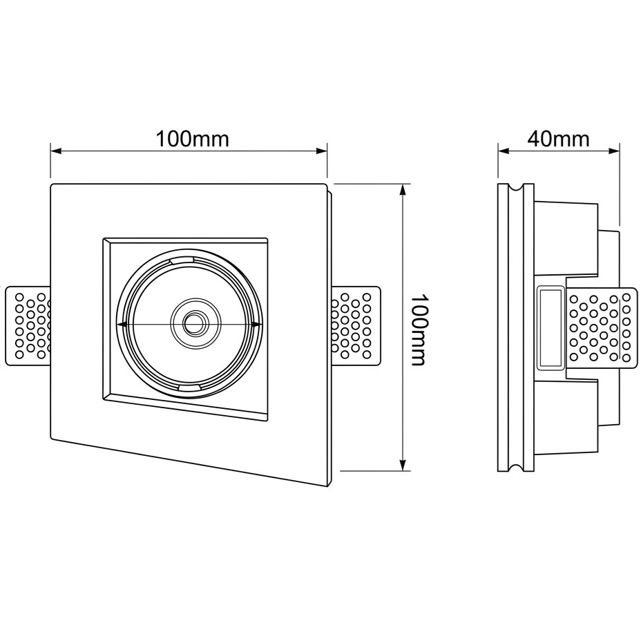 "SPOT PLASTER" CUADRADO GU10 100x100x40mm EUROLAMP