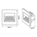 APLIQUE DE PARED EMPOTRADO 1W 86x86x40mm 3000K IP20 BLANCO ARTE ILLUMINA