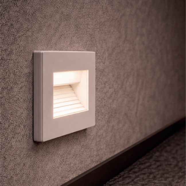 APLIQUE DE PARED EMPOTRADO 1W 86x86x40mm 3000K IP20 BLANCO ARTE ILLUMINA