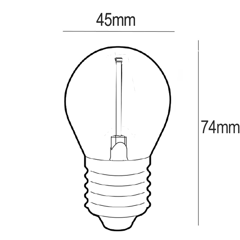 BOMBILLA G45 E27 ESFERICA FILAMENTO 1W 4000K 220-240V
