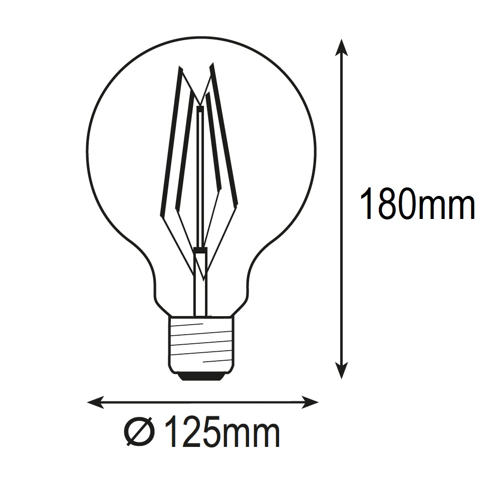 BOMBILLA LED GLOBO G125 FILAMENTO CRUZADO 8W E27 3000K 220-240V