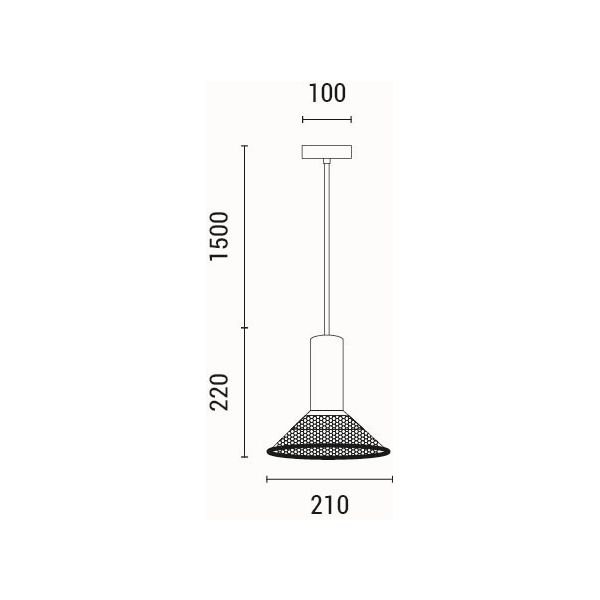 LÁMPARA DE TECHO COLGANTE DE HORMIGÓN Y HIERRO 1xΕ27 120x120x260 mm NEGRO ARTE ILLUMINA SCOURO