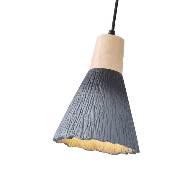 LÁMPARA DE TECHO COLGANTE CAUCHO MADERA Y HORMIGÓN 1xΕ27 Ø160X1720mm ARTE ILLUMINA GESSO