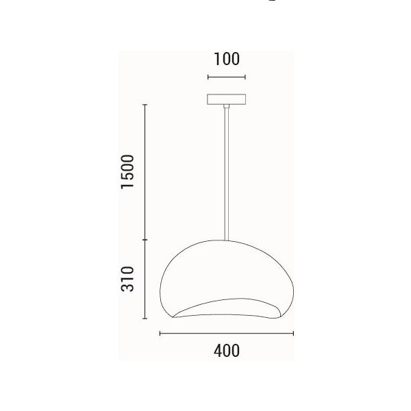 LÁMPARA DE TECHO COLGANTE DE POLIESTERINO 1xE27 Ø400X1810mm ARTE ILLUMINA AEONIC