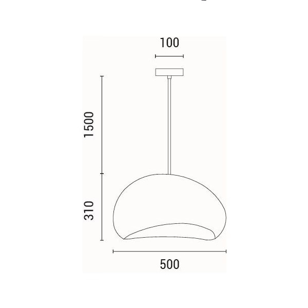 LÁMPARA DE TECHO COLGANTE DE POLIESTERINO 1xE27 Ø500X1810mm ARTE ILLUMINA AEONIC