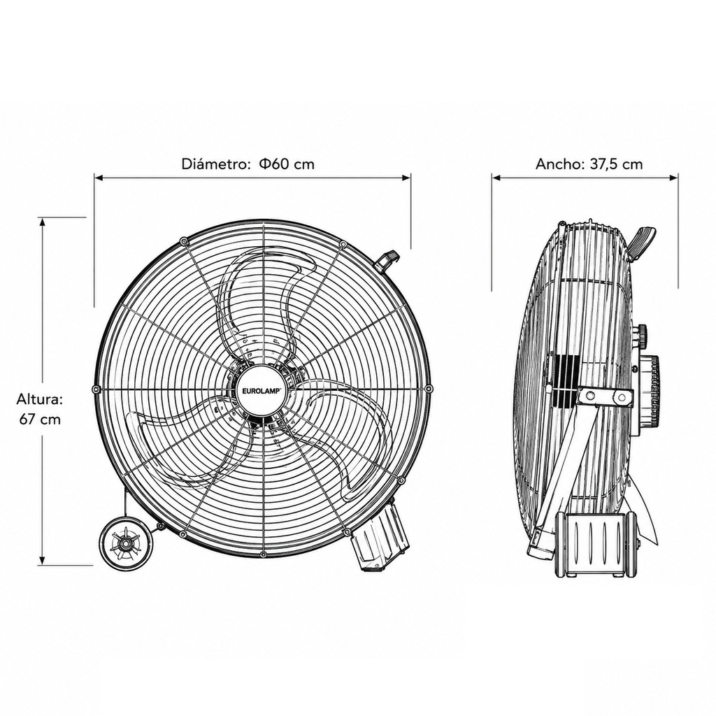 VENTILADOR DE SUELO METÁLICO Ø40 90W