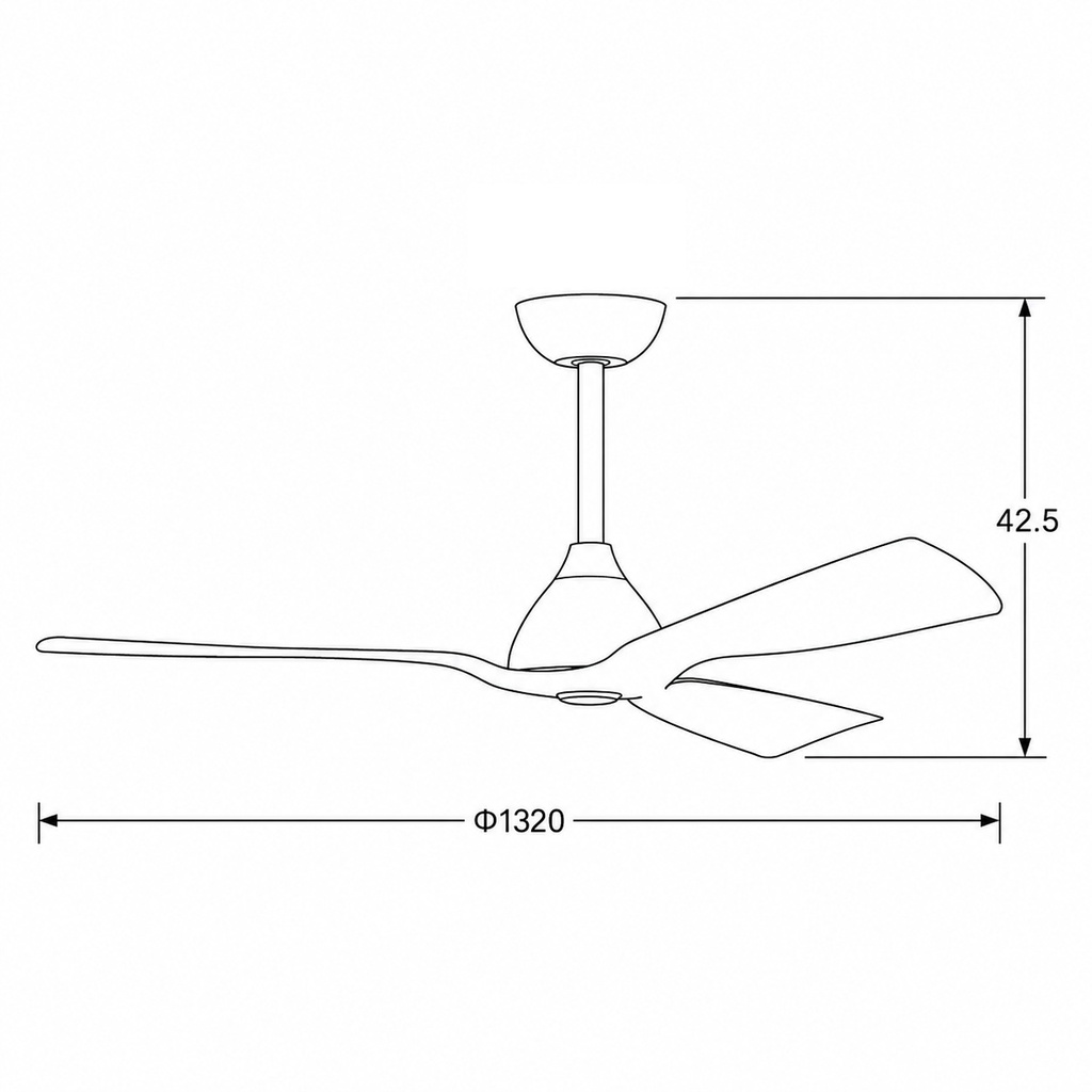 VENTILADOR DE TECHO ESTANCO IP44 3 ASPAS CON MANDO Ø132 DC 33W EUROLAMP