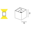 APLIQUE ALUMINIO CUBO NEGRO 10W 3CCT 100x100x100mm CON DIFUSOR DE CRISTAL