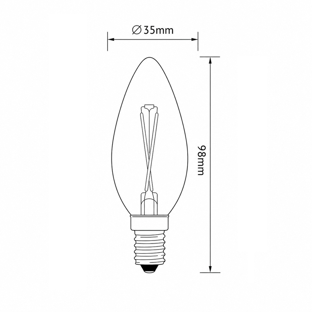 BOMBILLA LED C37 FILAMENTO CRUZADO 4.5W E14 2400K 220-240V ORO CRISTAL REGULABLE