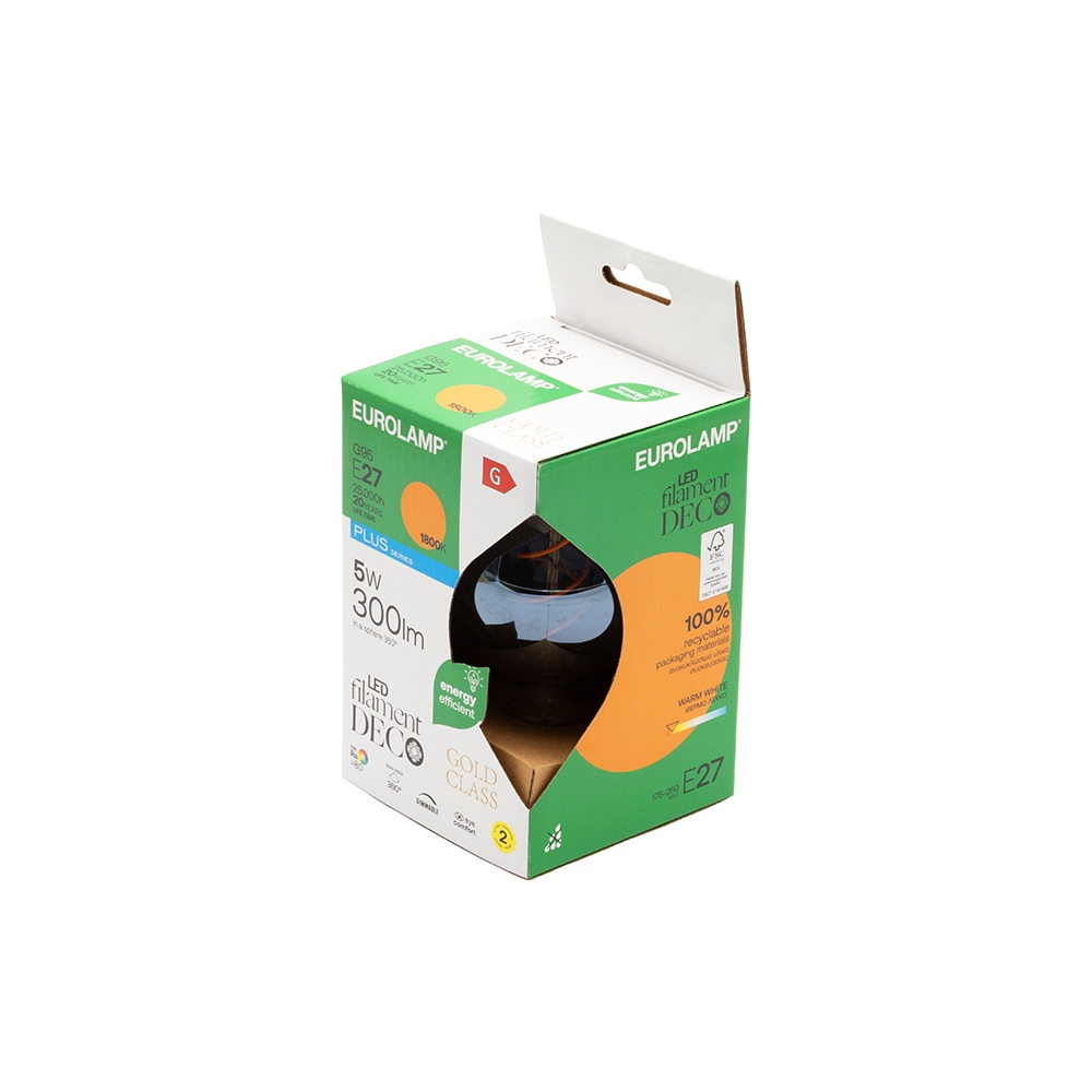 BOMBILLA LED G95 "FILAMENTO DECO" 5W E27 1800K 220-240V REGULABLE ORO