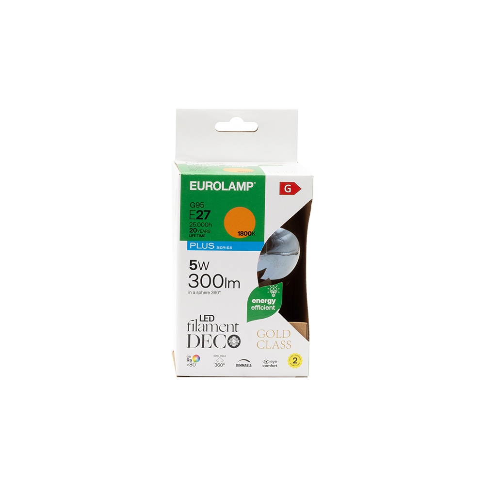 BOMBILLA LED G95 "FILAMENTO DECO" 5W E27 1800K 220-240V REGULABLE ORO