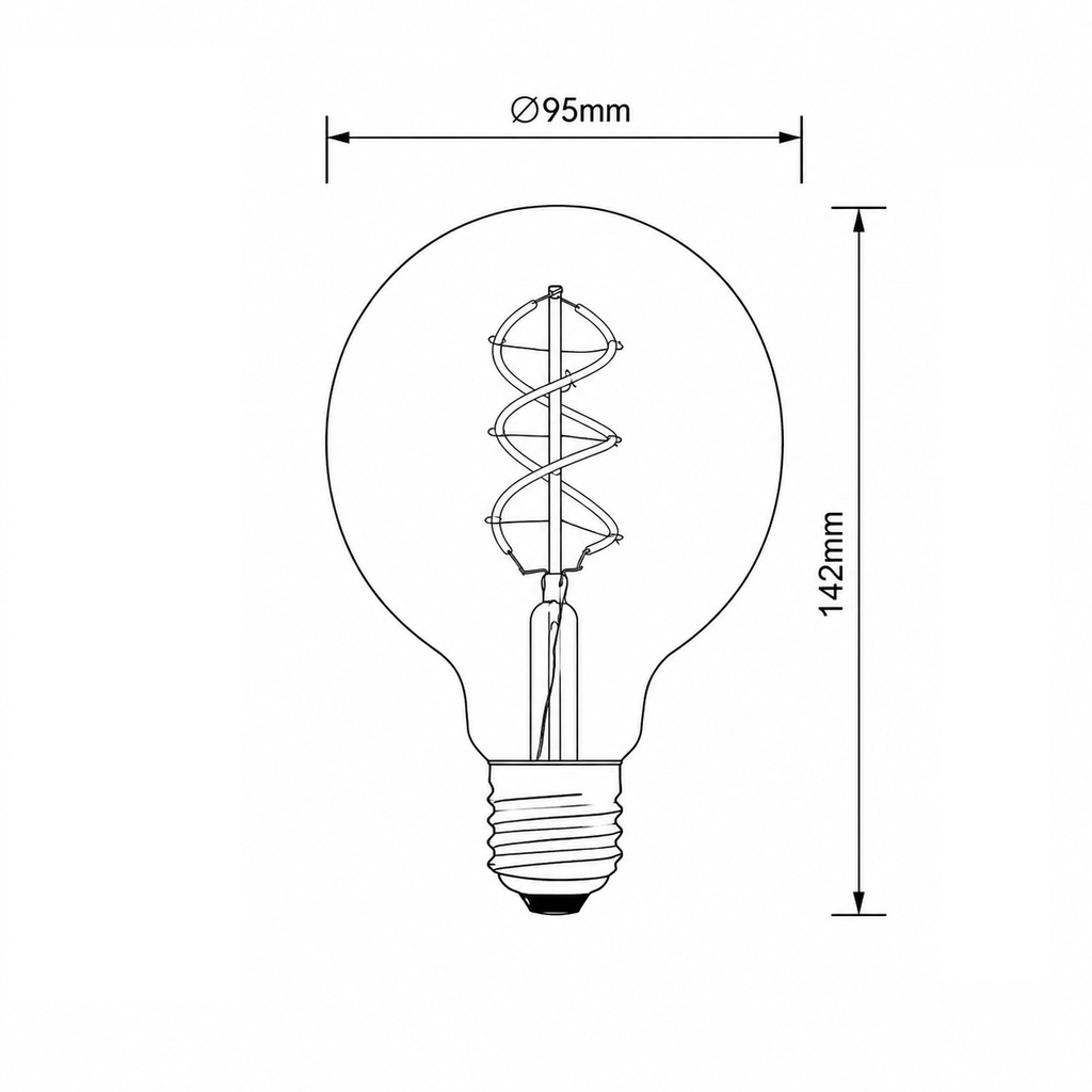 BOMBILLA LED G95 "FILAMENTO DECO" 5W E27 1800K 220-240V REGULABLE ORO