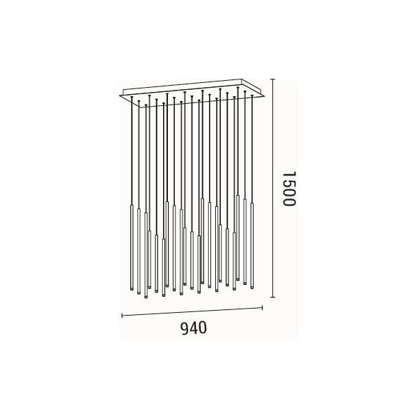 LÁMPARA DE TECHO COLGANTE ALUMINIO LED 47W 2820lm 3000K 940x1500mm NEGRO ARTE ILLUMINA CASCADE