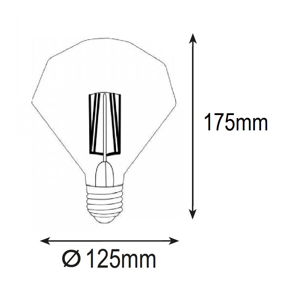 BOMBILLA LED FORMA DIAMANTE G125 3,5W Ε27 2000K 220-240V VIDRIO ORO REGULABLE EUROLAMP