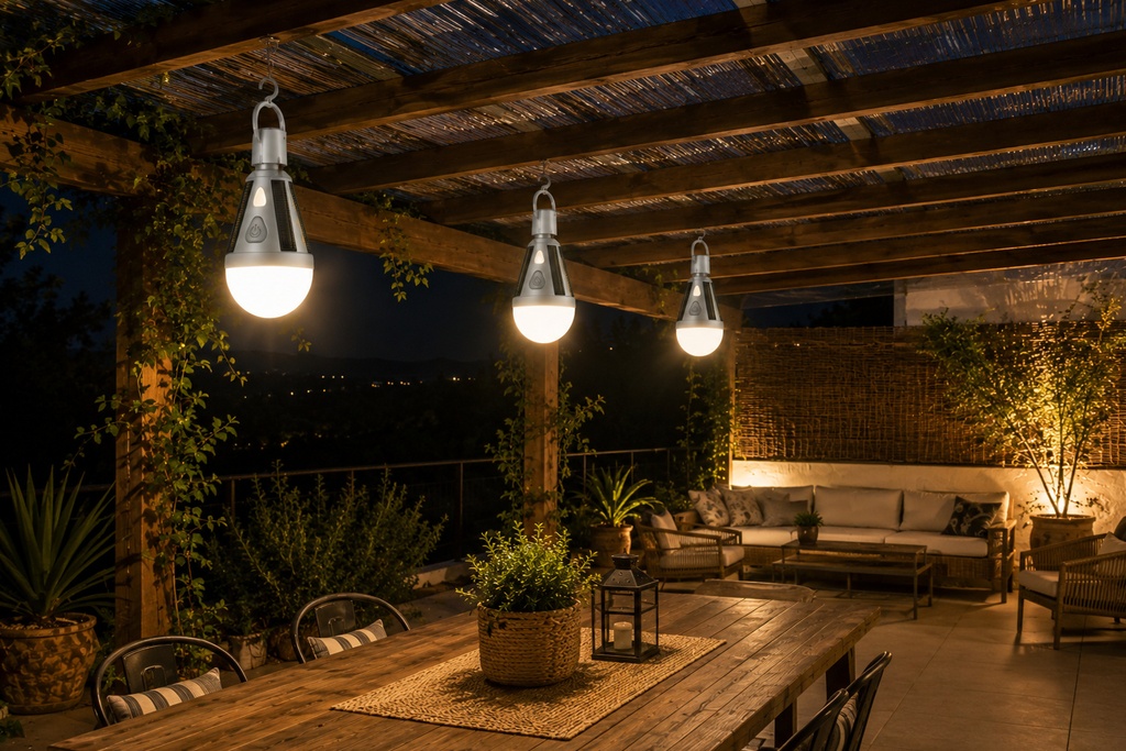 BOMBILLA LED SMD 7W A70 E27 CON PANELES SOLARES INTEGRADOS