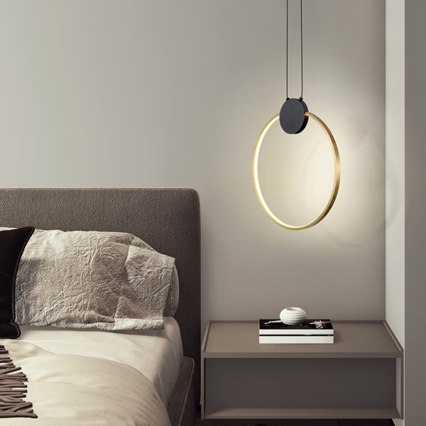 LÁMPARA COLGANTE ALUMINIO LED 10W 702lm 3000K 400×435mm NEGRO-LATÓN ARTE ILLUMINA AERO