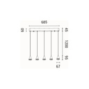 LÁMPARA COLGANTE LED 25W 1500lm 3000K 680x1200mm NEGRO ARTE ILLUMINA CAMPANELLE