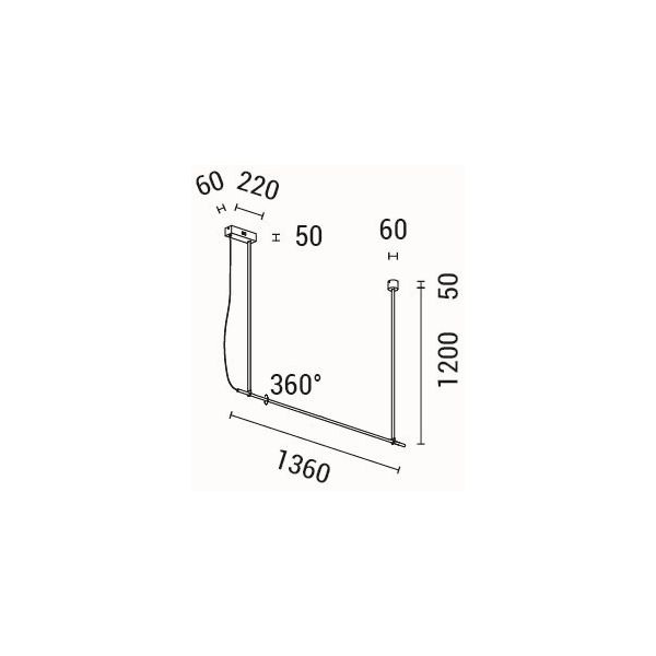 LÁMPARA DE TECHO COLGANTE METAL LED 21W 1260lm 3000K 1400x60x1200mm NEGRO ARTE ILLUMINA LINEA