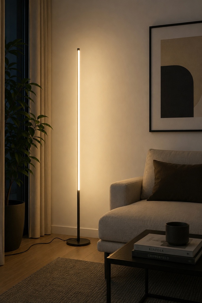 LÁMPARA DE PIE METAL LIGERA ED 23W 1380lm 3000K 180x1600mm NEGRO ARTE ILLUMINA LINEA