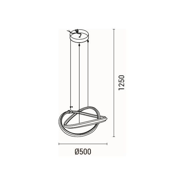 LÁMPARA DE TECHO COLGANTE ALUMINIO LED 38W 3000lm 3000K 500x1200mm ORO ARTE ILLUMINA SATURN
