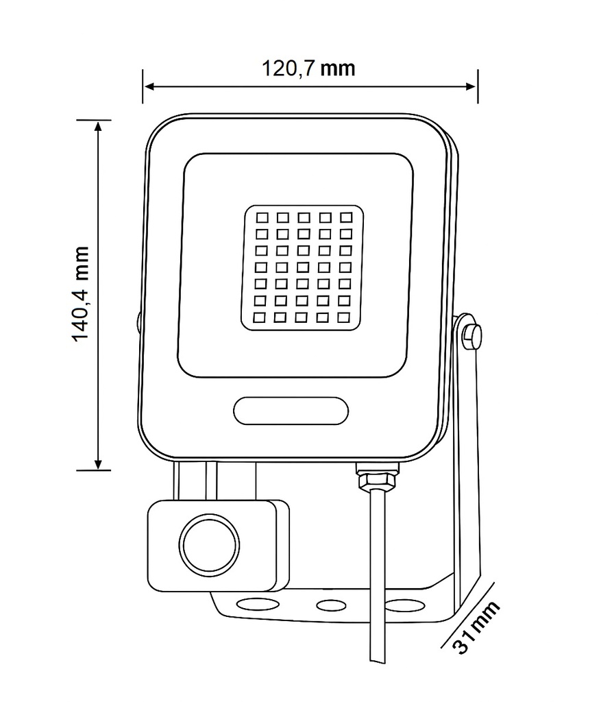 PROYECTOR LED SMD CON DETECTOR DE MOVIMIENTO GIRATORIO 30W NEGRO IP54 PLUS