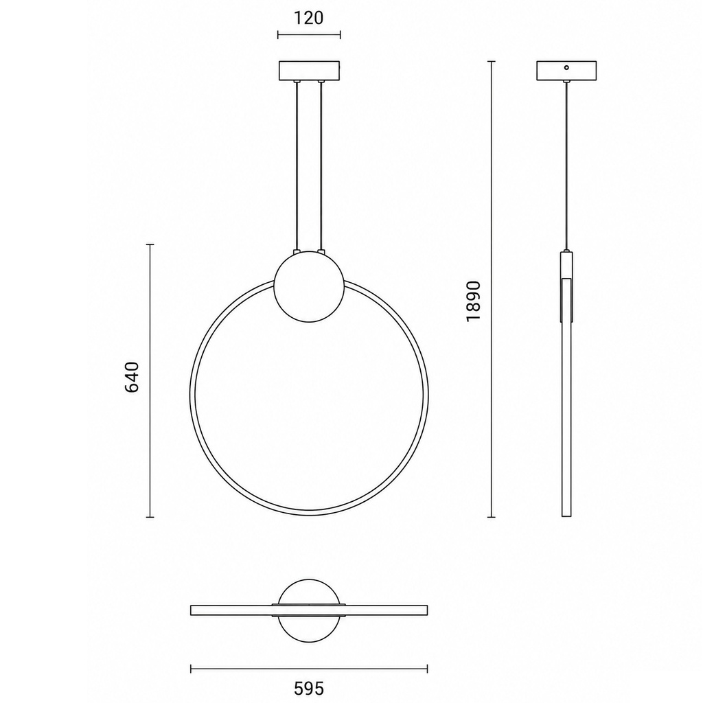 LÁMPARA DE TECHO COLGANTE ALUMINIO / SILICONE REDONDO LED 20W 1820Lm 3000K Ø595X1890mm NEGRO / BRONZE ARTE ILLUMINA AERO