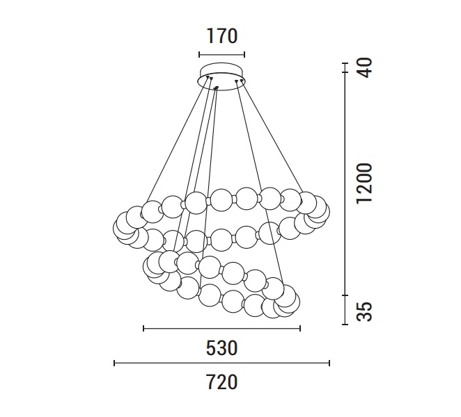 LÁMPARA DE TECHO COLGANTE METAL LED 40W 2730lm 3000K Ø720mm LATÓN-BLANCO OPAL ARTE ILLUMINA TREA