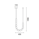 LÁMPARA DE TECHO COLGANTE METAL LED 12W 858lm 3000K 430x1890mm LATÓN-BLANCO OPAL ARTE ILLUMINA TREA