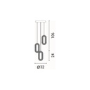 LÁMPARA DE TECHO COLGANTE ROSETA DE ALUMINIO 3 LUCES 26W 2254lm 3000K 310×1300mm ORO ROSA ARTE ILLUMINA KRIKO