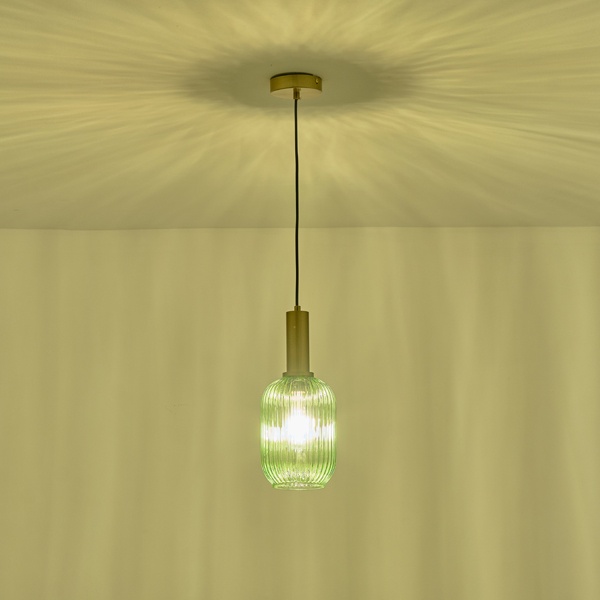 LÁMPARA DE TECHO COLGANTE CRISTAL GOFRADO 1xE27 MAX 15W 130x200x1200mm  ARTE ILLUMINA TOPACIO 