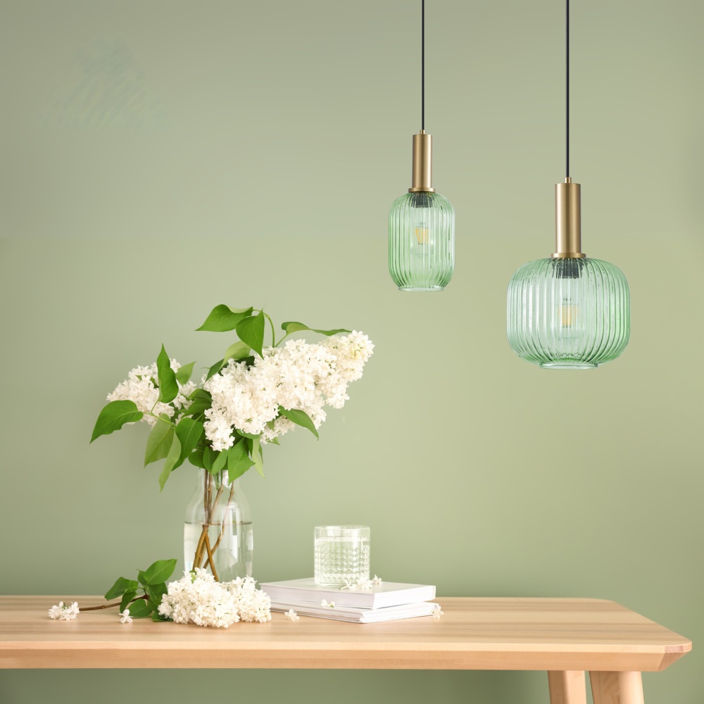 LÁMPARA DE TECHO COLGANTE CRISTAL GOFRADO 1xE27 MAX 15W 130x200x1200mm  ARTE ILLUMINA TOPACIO 